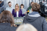 Dr. Kristin Lyerly announces her candidacy in Wisconsin’s 8th Congressional District on April 4, 2024. | Photo via Kristin For Wisconsin. Used by permission